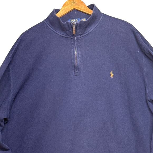 Polo Ralph Lauren Estate Rib Dark Blue 1/4 Zip Long Sleeve Sweater Men 2XLT - Picture 2 of 8